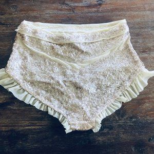 Creme Color Sequin Shorts